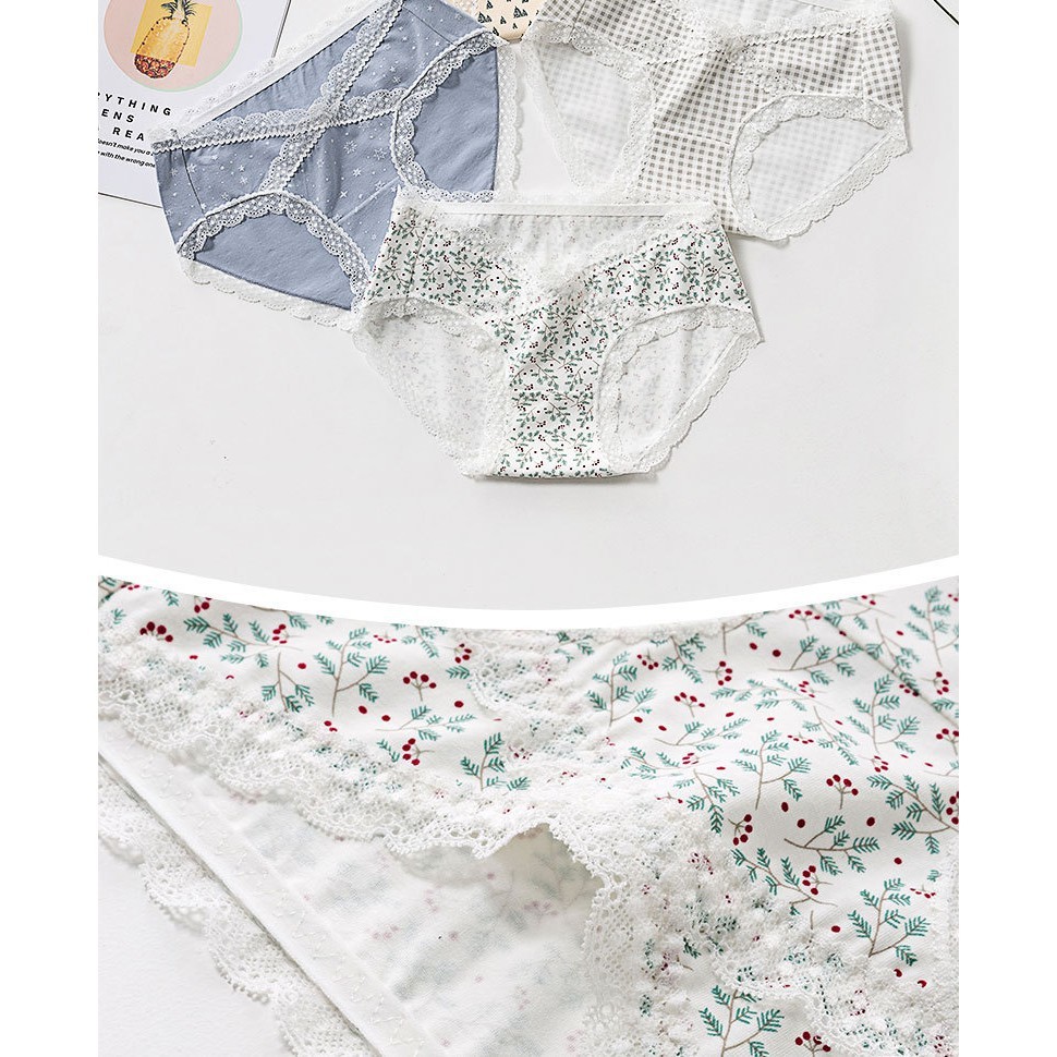 Quần lót bầu và sau sinh cạp chéo, viền ren cotton thoáng khí, đáy quần kháng khuẩn Mềm Mịn Cao Cấp Set 4 Chiếc