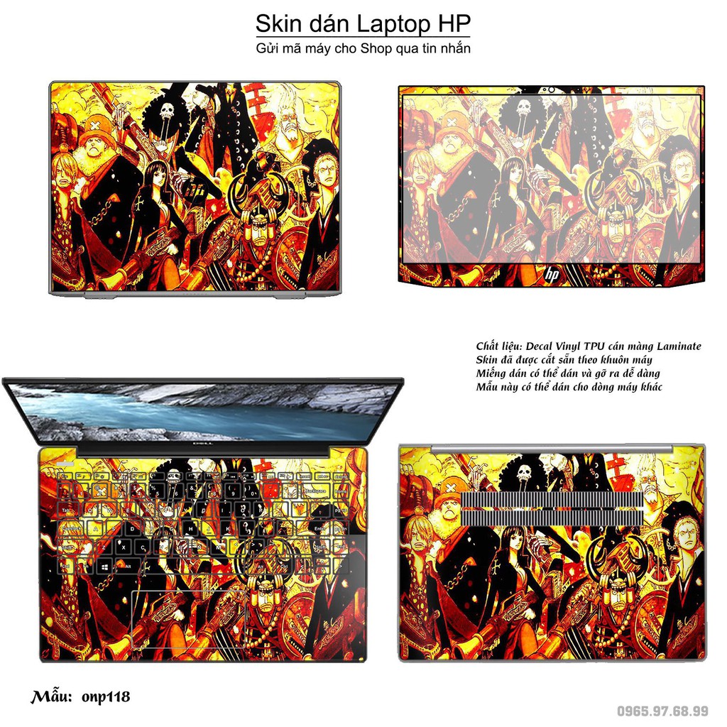 Skin dán Laptop HP in hình One Piece _nhiều mẫu 13 (inbox mã máy cho Shop)