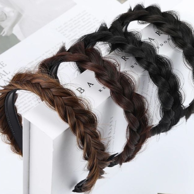 Băng Đô Gắn Tóc Giả Tết Bím Ba Nhánh Chống Trượt