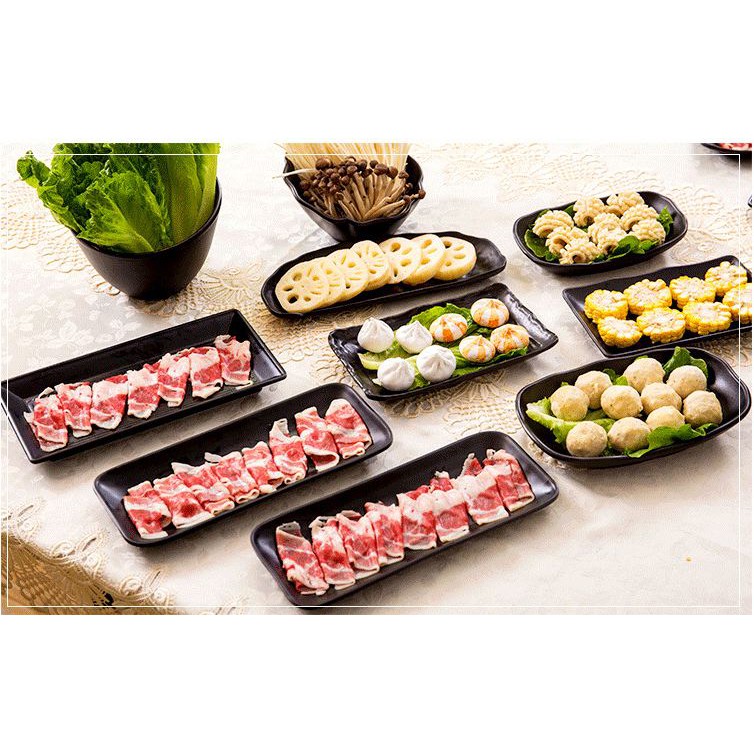 Đĩa Chữ Nhật và Đĩa Vuông SUPERWARE Nhựa Phíp 100% Melamine Đen Nhám - Black Color