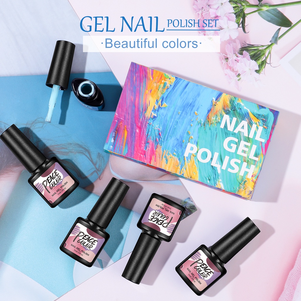 Bộ Gel Sơn Móng Tay 10 Màu Sắc Kẹo Ngọt Lâu Trôi 7ml 40 Màu Tùy Chọn Thương Hiệu Peacecolor