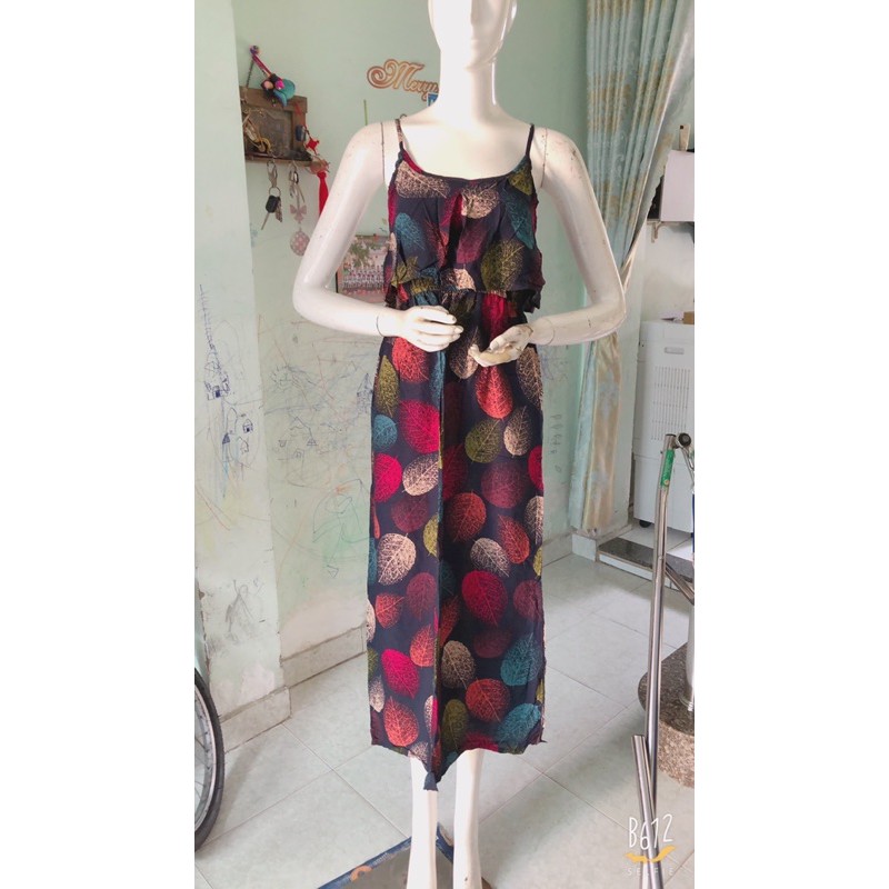 [chọn màu]Đầm maxi lanh lụa 2 dây bèo dài (48-65ky) | BigBuy360 - bigbuy360.vn