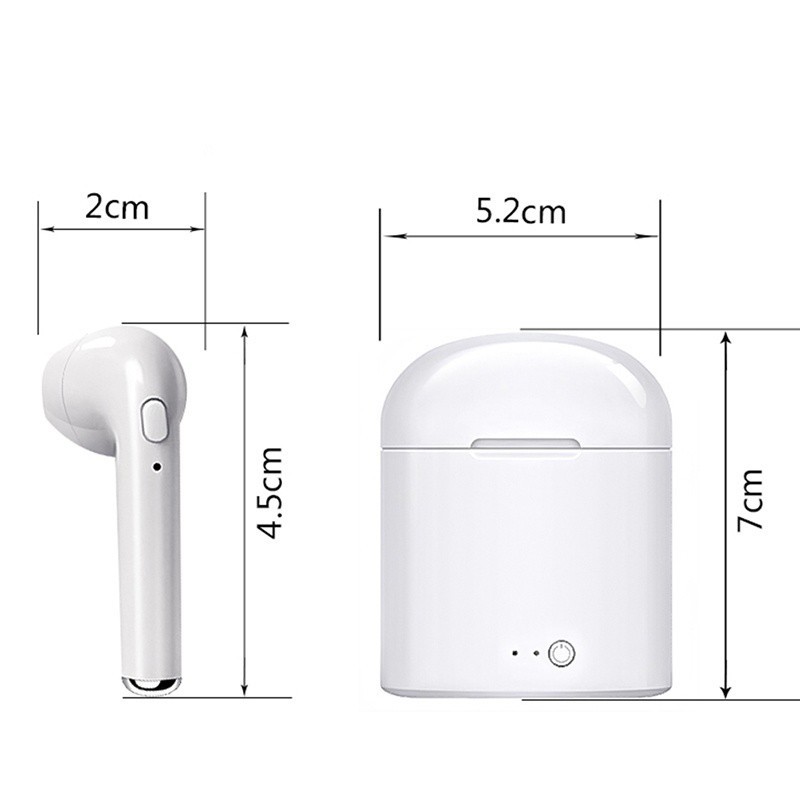 Mới i7s Tai nghe bluetooth không dây Nút tai Âm thanh nổi Tai nghe Có hộp sạc Dành cho iPhone Android Điện thoại di động