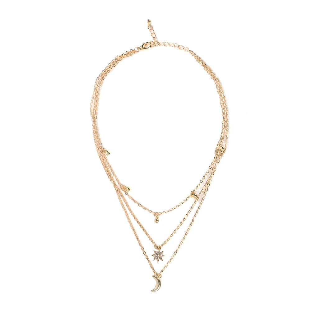 Dây Chuyền Choker Nhiều Lớp Mặt Hình Mặt Trăng Phong Cách Hàn Quốc Quyến Rũ Cho Nữ