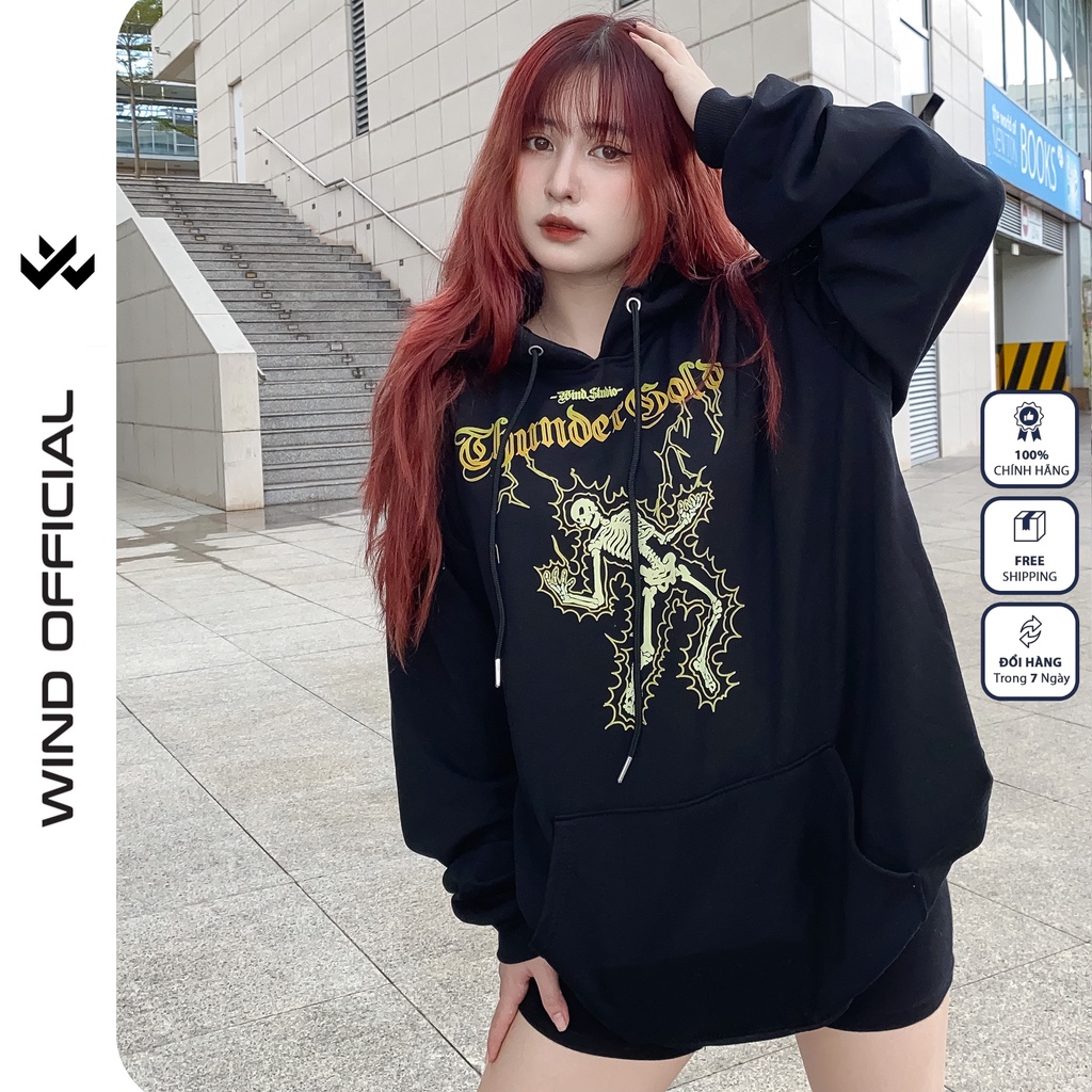 Áo hoodie unisex form rộng WIND nỉ bông Thunder thời trang nam nữ oversize