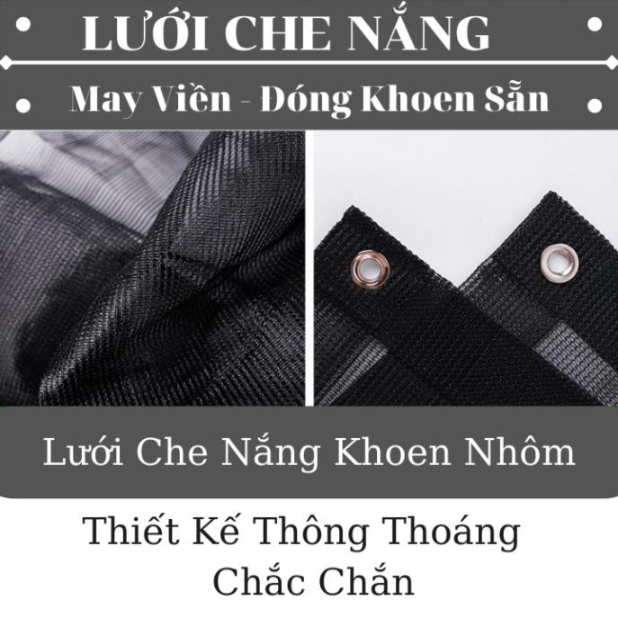 Lưới Che Nắng - May Viền Đóng Khoen Sẵn - Kích Thước 2x4 - Màu Đen - Nhựa Nam Việt