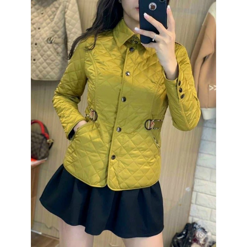 A682 Áo phao trần trám nữ, áo phao dáng ngắn trần trám thiết kế cổ đức, cúc bấm, phối kẻ bbr thời trang | BigBuy360 - bigbuy360.vn