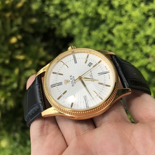 Đồng hồ nam dây da Rolex mặt kính sapphire đẹp long lanh- Bảo hành 24 tháng