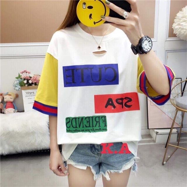 Sản phẩm gia đình làm: Áo cộc này màu tay viền in chữ