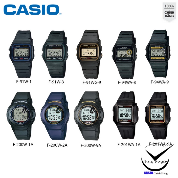 Đồng hồ Casio Nam nữ huyền thoại F-94, F-91, F-201, F200 - Chống Nước 5 ATM , Tuổi thọ Pin 7 Năm , bảo hành 5 năm