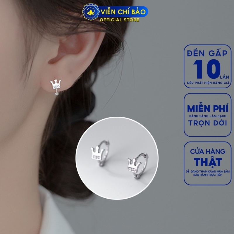 Bông tai bạc nữ hình vương miện kim cương chất liệu bạc 925 thời trang phụ kiện trang sức nữ Viễn Chí Bảo B400569