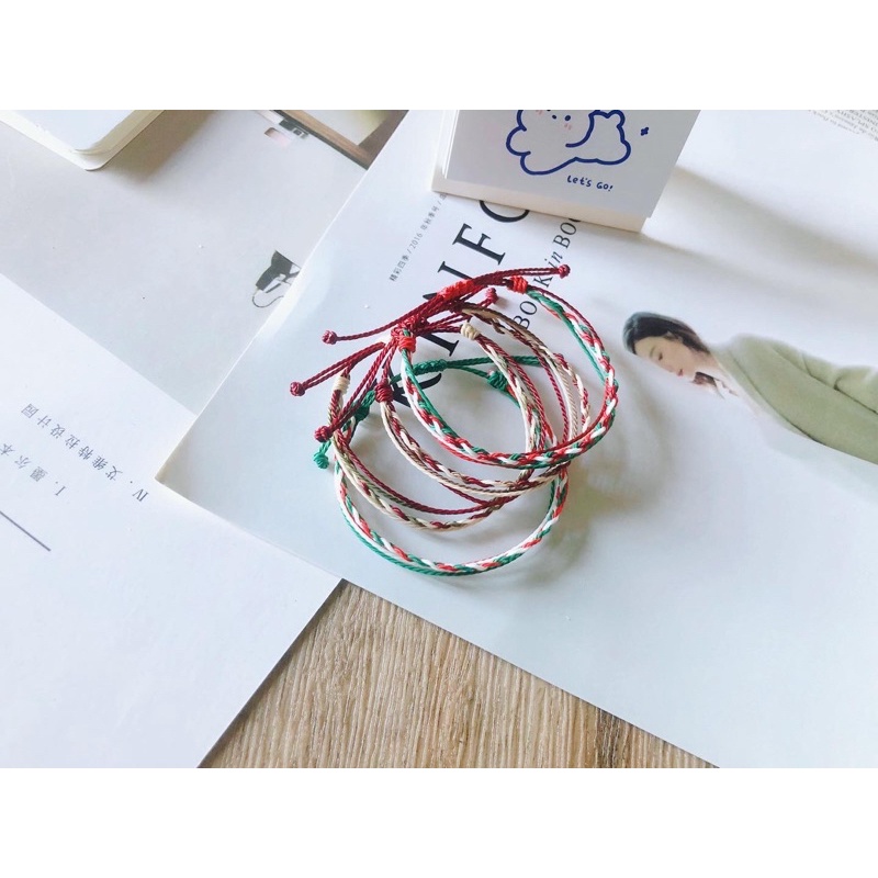 Vòng tay, vòng chân nam nữ waterproof giáng sinh phối ba màu