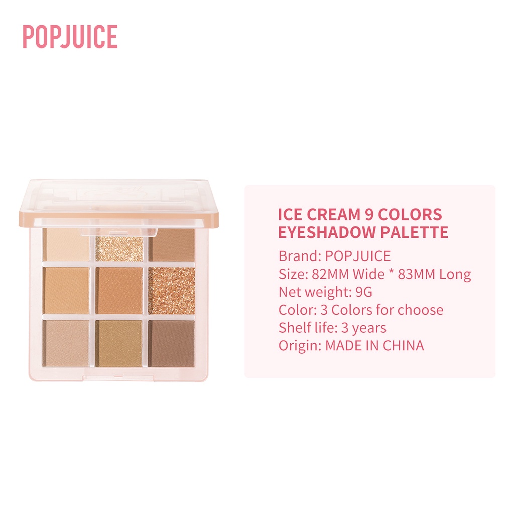 Popjuice Bảng Phấn Mắt Popfeel 9 Màu Kết Cấu Mịn Màng Chống Nước Chống Mồ Hôi