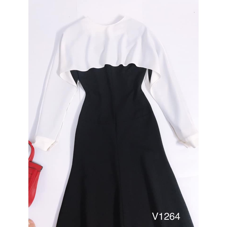 Váy đen dài tay V1264 ĐẸP HP DVC ( Ảnh mẫu và ảnh trải sàn do shop tự chụp )