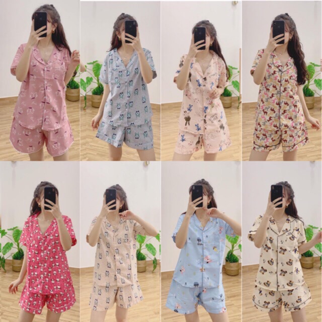 BỘ PIJAMA KATE NGẮN TAY QUẦN ĐÙI NHIỀU HOẠ TIẾT CỰC ĐẸP