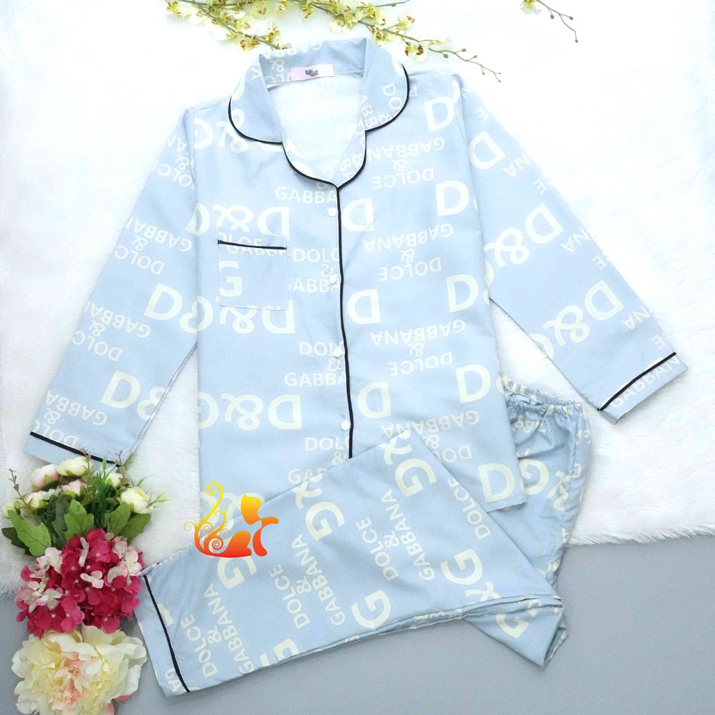 Đồ Bộ Mặc Nhà Pijama Kate Thái Tay Dài - "Họa Tiết Dờ Gờ" - Dưới 60kg.