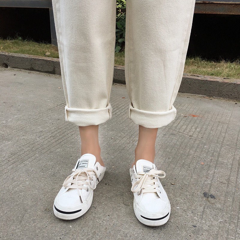 Xiaozhainv Quần Jean Lưng Cao Ống Suông Co Giãn Thoải Mái Dành Cho Nữ