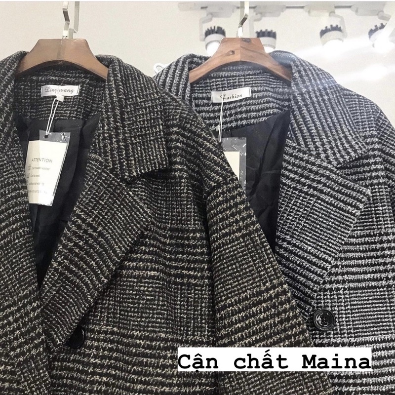 [ ẢNH THẬT/ SẴN] Áo khoác dạ kẻ 2 lớp | BigBuy360 - bigbuy360.vn