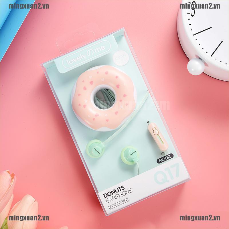 Tai Nghe Nhét Tai Hình Bánh Donut Dễ Thương Kích Thước 3.5mm