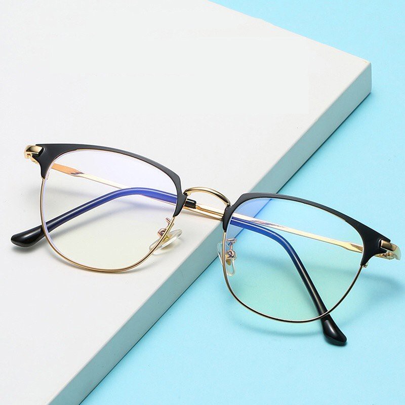 Mắt Kính Gọng Cận Kim Loại Form vuông Unisex Nam Nữ Thời Trang - Hata24h