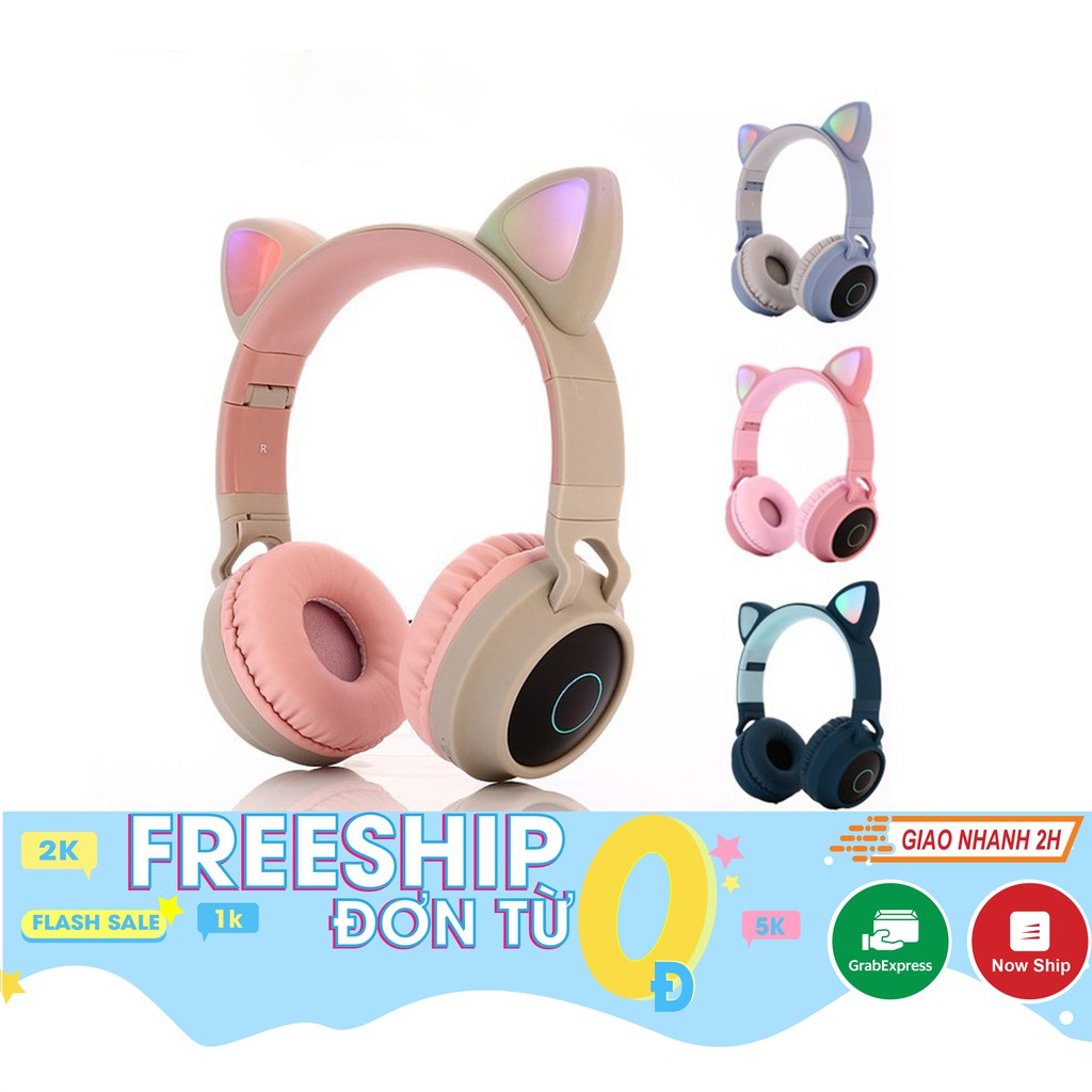 Tai Nghe Mèo Bluetooth, Headphone Tai Mèo Dễ Thương Có Mic,Âm Bass Mạnh Mẽ Và Dung Lượng Pin Khủng 400mAh BH 12 Tháng