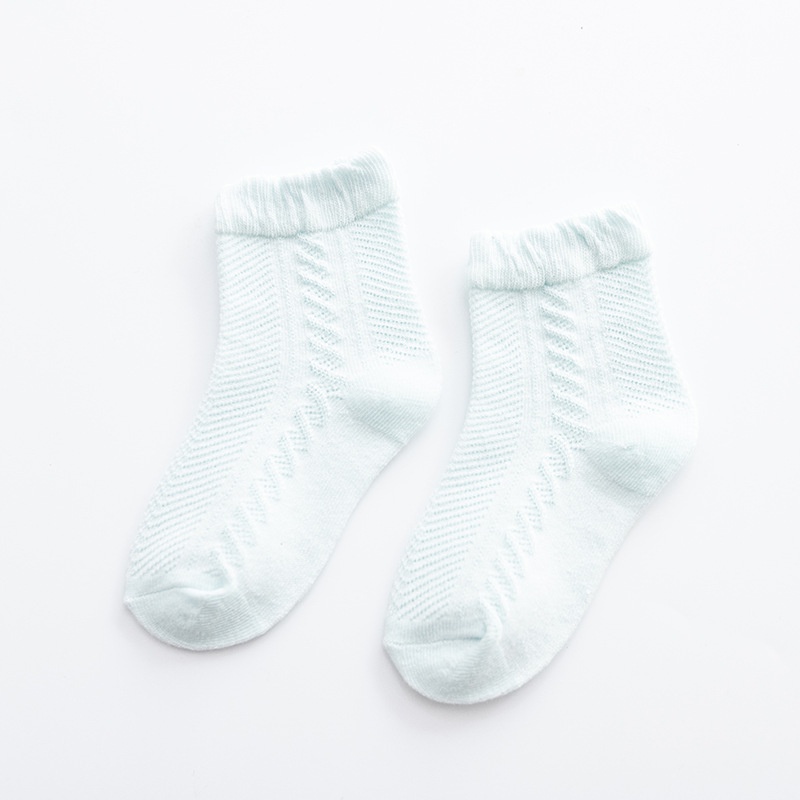 Set 4 Đôi Tất Cotton Không Xương Màu Trắng / Xanh Dương Cho Bé