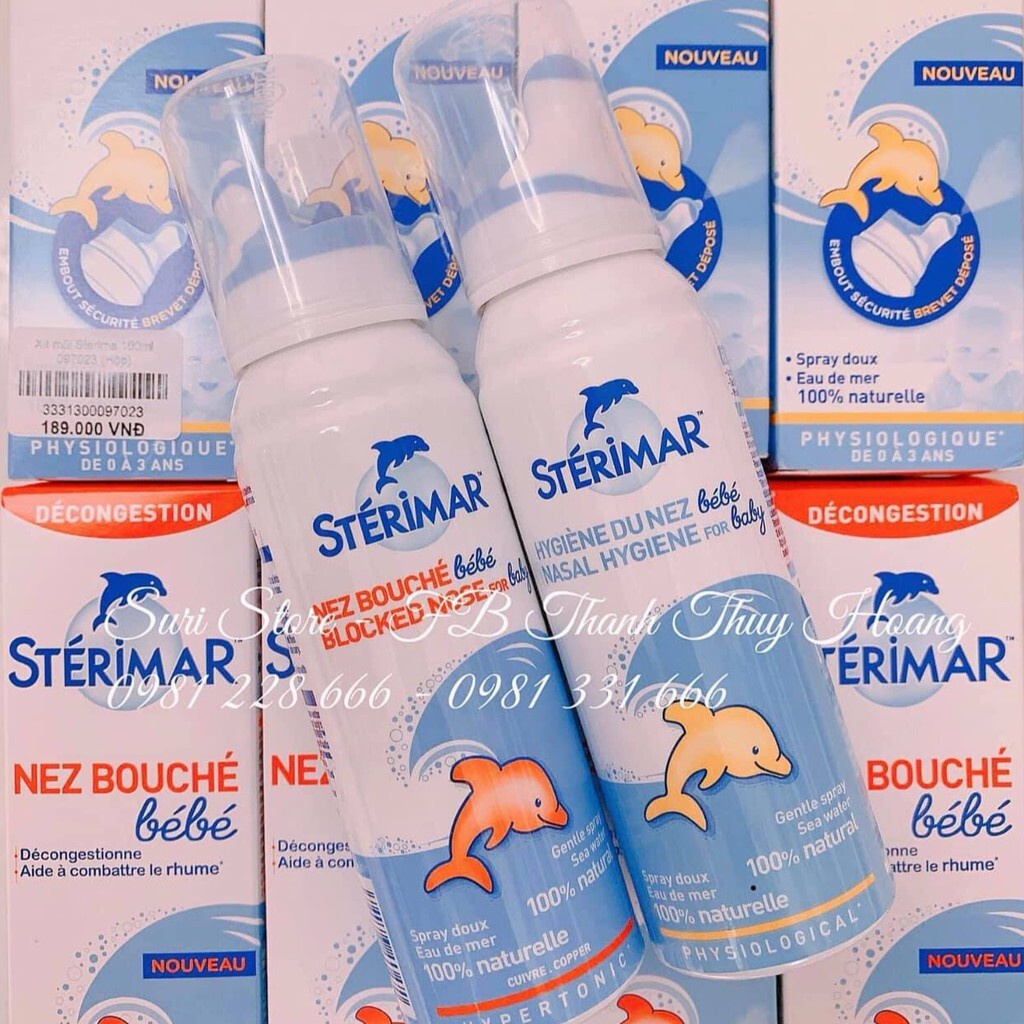 Xịt mũi cá heo Sterimar Pháp 100ml cho bé từ 3m+