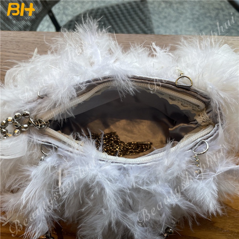 Túi Đeo Chéo Lông Vũ Thổ Nhĩ Kỳ Vintage Cho Nữ