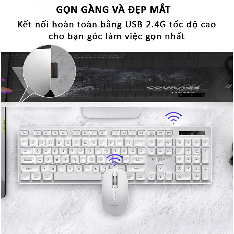 Bộ bàn phím chuột không dây mini wireless SIDOTECH yindiao Max3 combo gồm chuột và bàn phím văn phòng giá rẻ cho pc