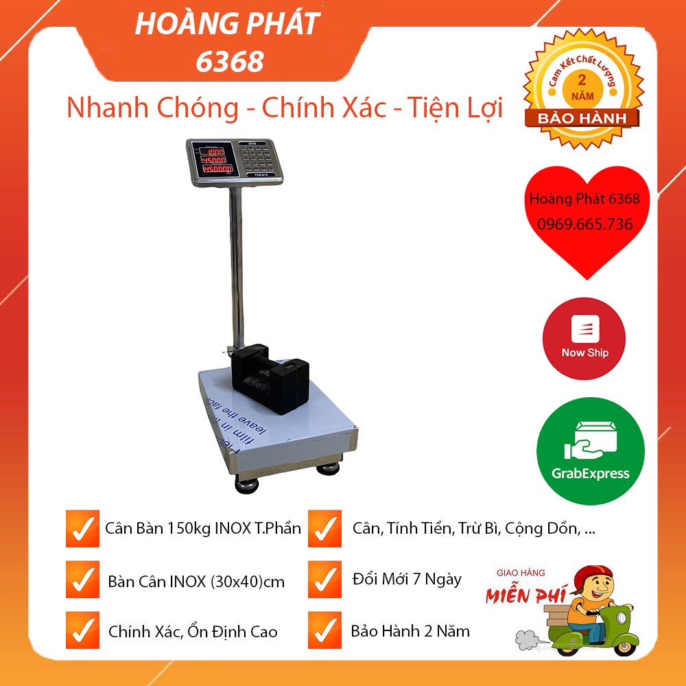 Cân Bàn Chống Nước Inox 100kg/150kg BaWang . Bảo Hành 2 Năm