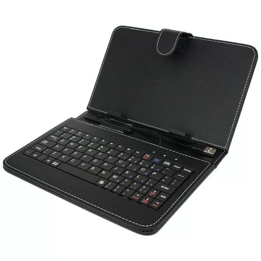Bao da bàn phím máy tính bảng 7 inch - 8 inch có giá đỡ tặng kèm chui Type c (đen)
