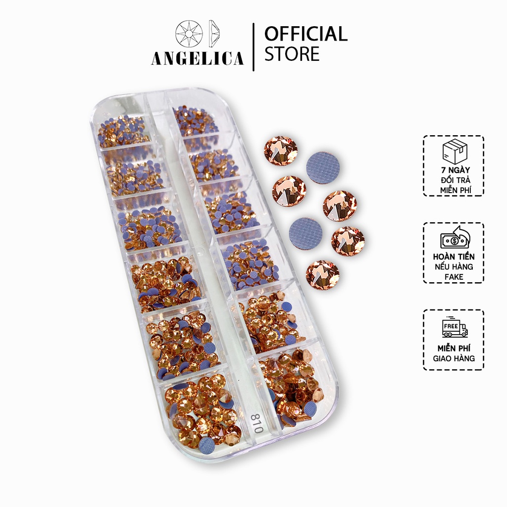 Đá Chân Lưới Nail 16 Khía Padparadscha  Đính Móng ANGELICA 810