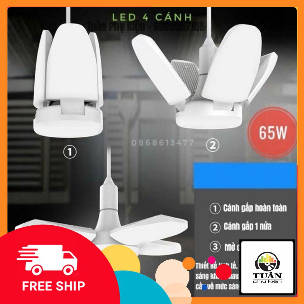 Bóng đèn led 4 cánh 65W siêu sáng ( hình cánh quạt)