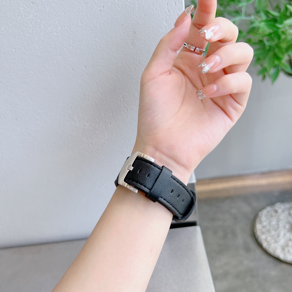 Dây Đeo Bằng Da Thật Thoáng Khí Cho Đồng Hồ Thông Minh Apple Watch Series 7 SE 6 5 4 3 2 1Buckle 38 40 41 42 44 45mm