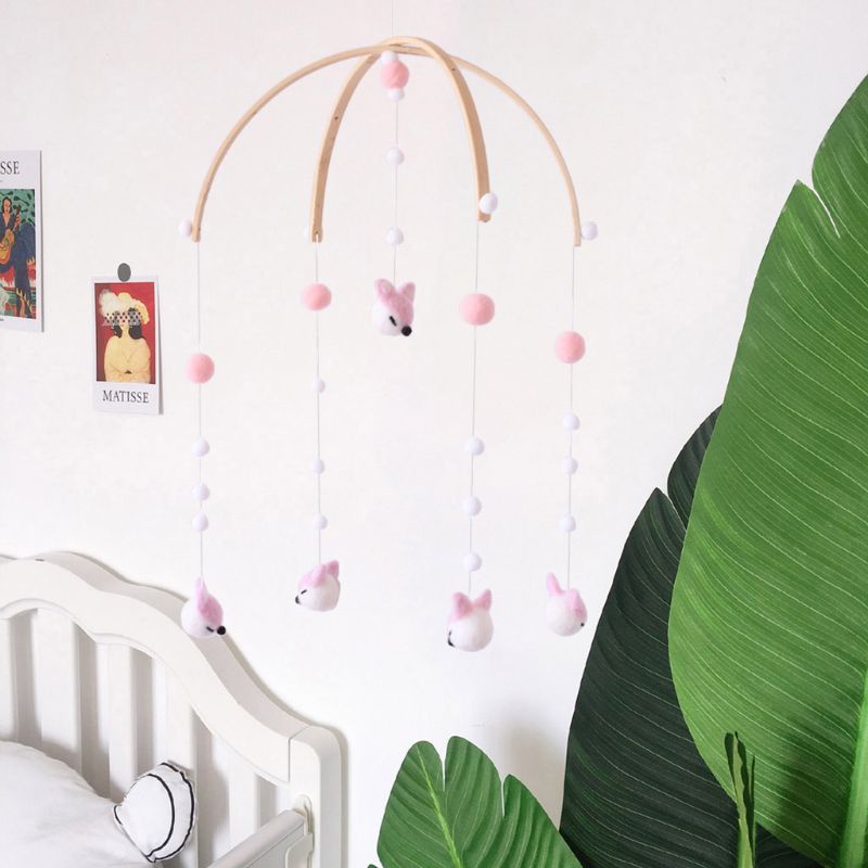 Chuông Gió Di Động Bóng Len Lục Lạc Đồ Chơi Trang Trí Phòng Cho Bé