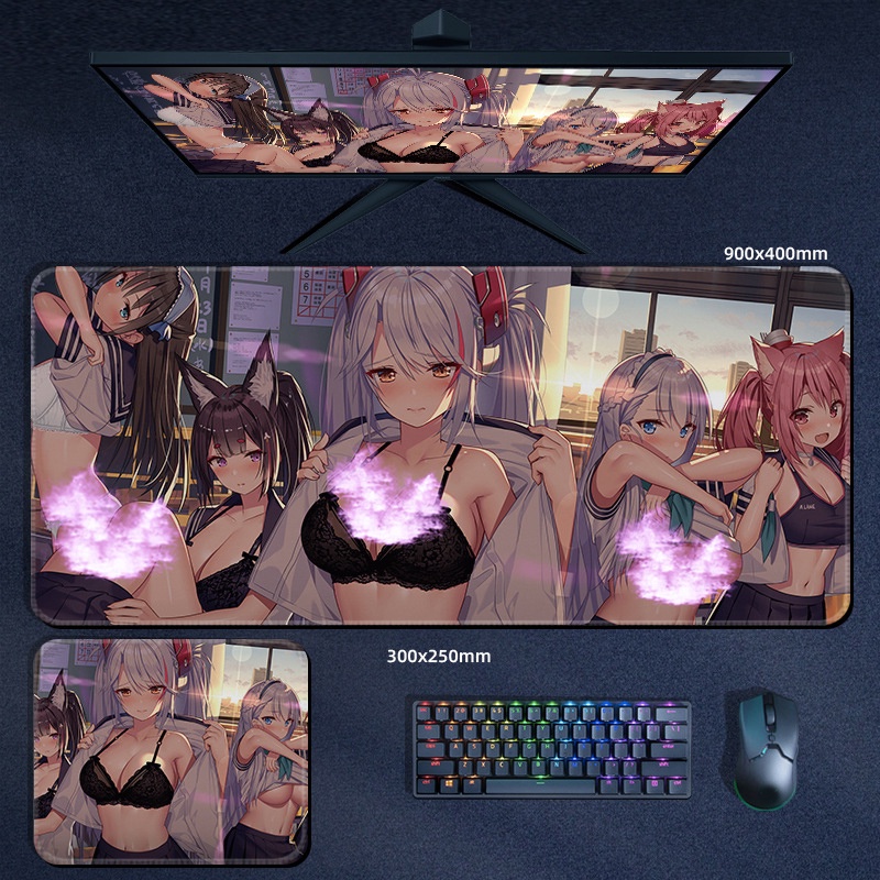 Tấm Lót Chuột Và Bàn Phím In Hình Game Azur Lane Cỡ Lớn 90*40cm