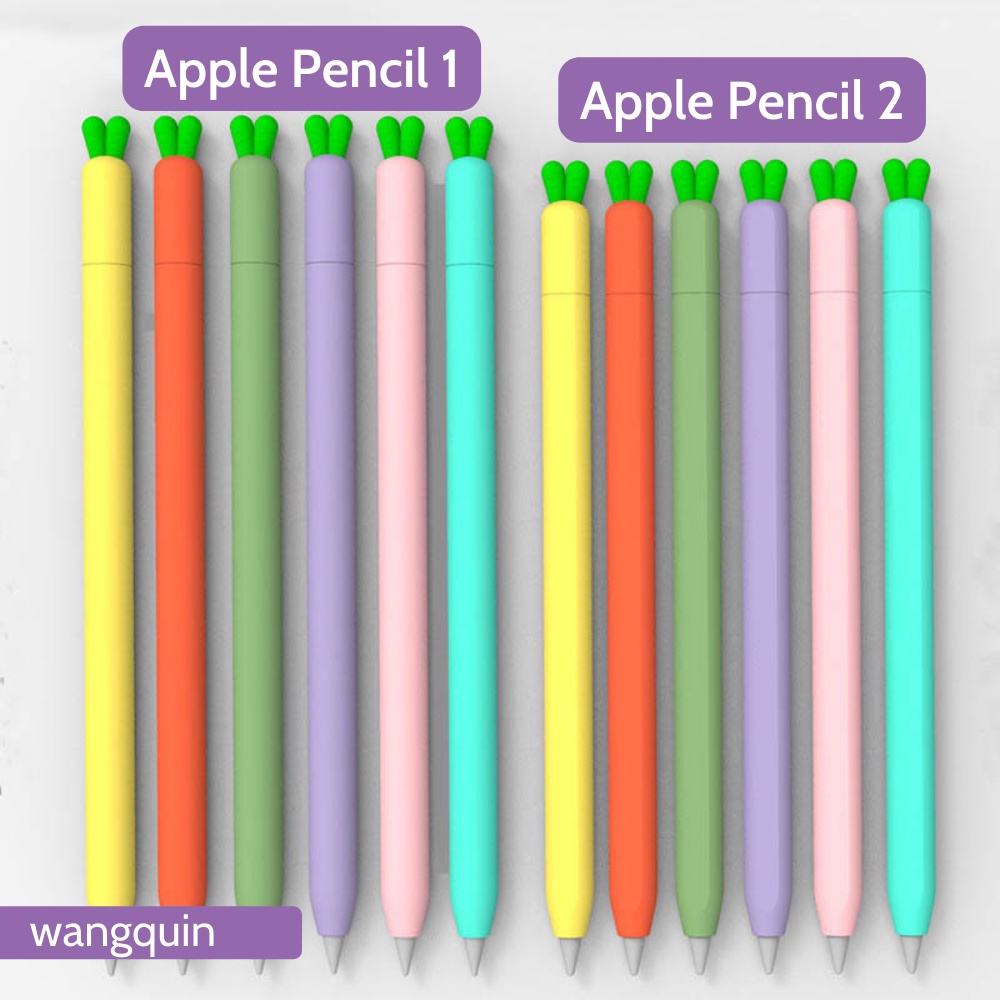 Hoả Tốc - Vỏ bọc silicon bảo vệ bút cảm ứng Apple Pencil 1 và Pencil 2 case - Củ cà rốt đủ màu Đúc nguyên khối siêu mỏng