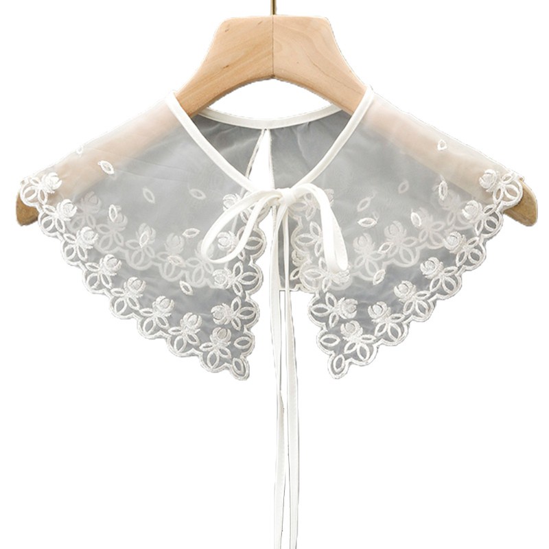 Cổ áo giả trang trí thêu lưới ren nhiều lớp kiểu lolita