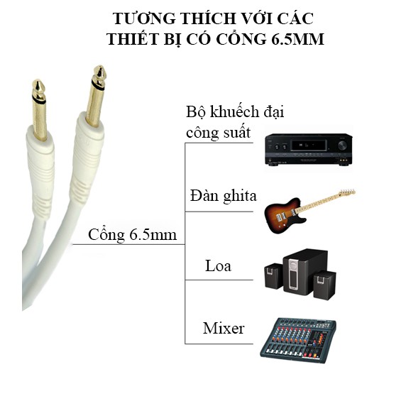 Dây tín hiệu 2 đầu 6 li JSJ 4111 dài 1.5m đến 5m thân dây mềm mại và bền truyền tải tín hiệu ổn định mượt mà