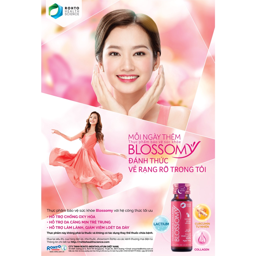 Nước uống đẹp da Blossomy Nghệ Collagen cải thiện sức khỏe dạ dày 10 chai/50ml Glam Beautique