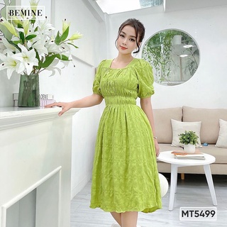 Đầm eo chun tùng xòe bemine mt5499xanh
