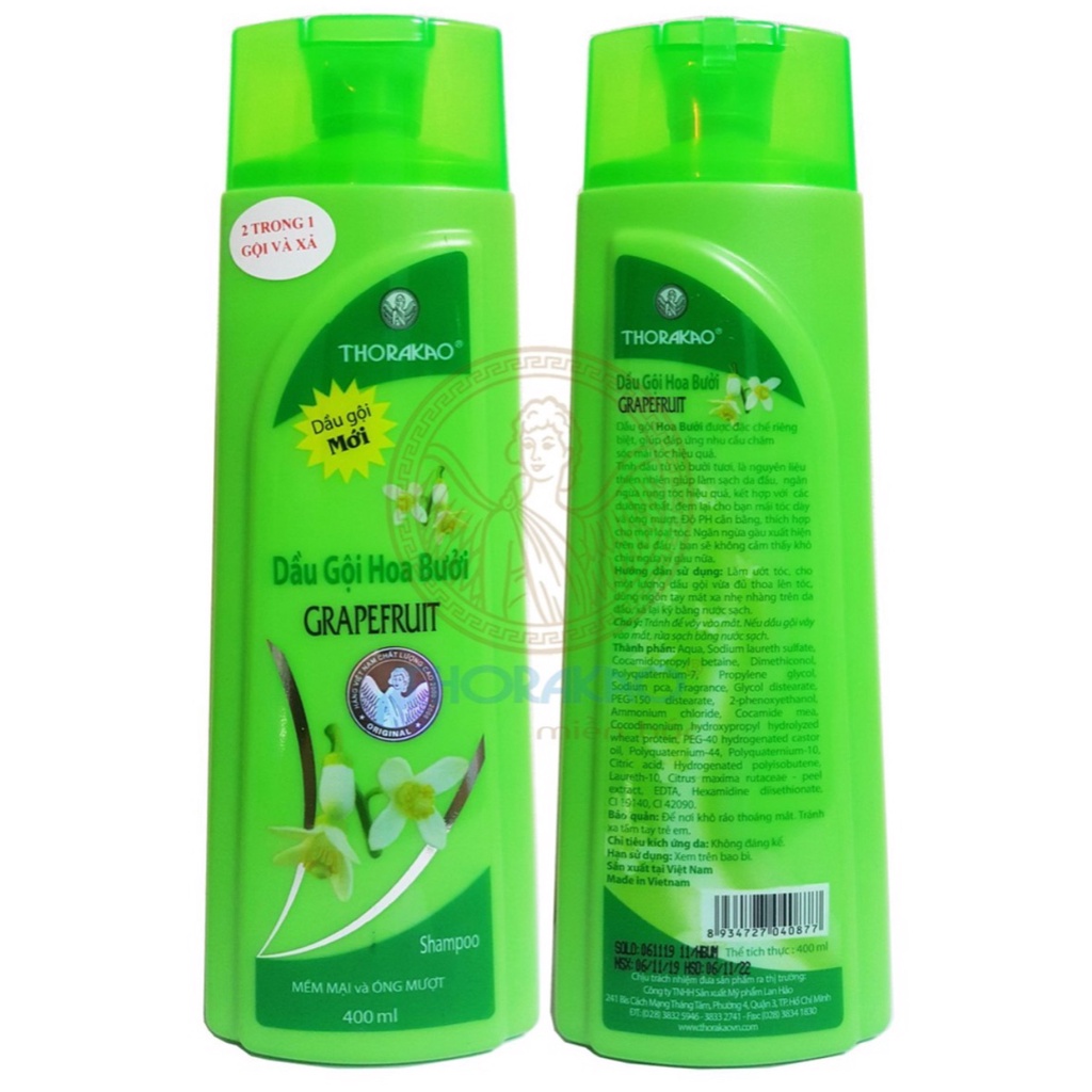 Dầu Gội và Xả Hoa Bưởi Thorakao 2in1 400ml Chống Rụng Mọc Tóc Nhanh