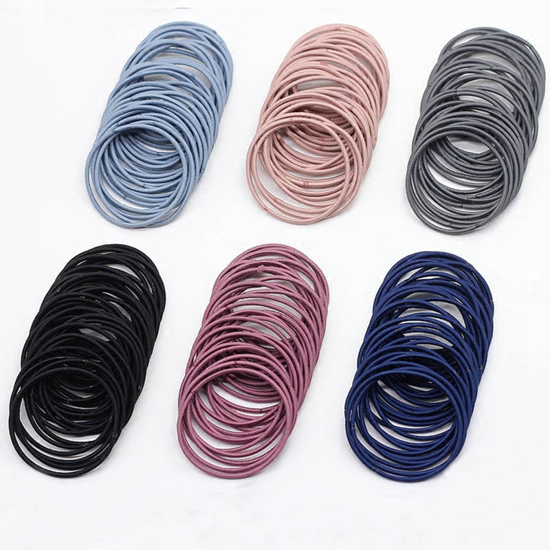 [ Quà Tặng ]Set 100 dây chun buộc tóc đuôi ngựa co giãn