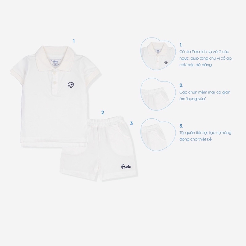 Bộ cộc tay Ponnie Bu,Bộ quần áo polo ponie cho bé trai bé gái,Bộ cộc tay polo Bu ponie