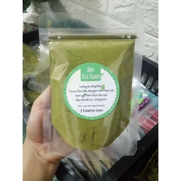 100g bột trà xanh (bột matcha) nguyên chất handmade đắp mặt,làm bánh, pha nước