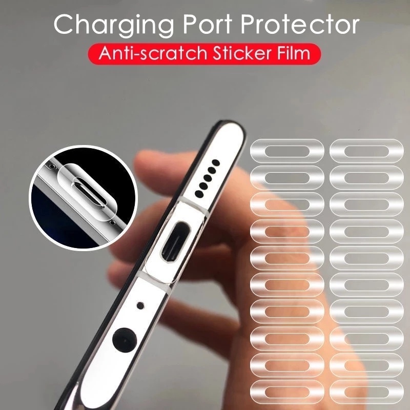 Bộ 10 Miếng Dán Cổng Sạc Trong Suốt Mờ Tàng Hình Chống Trầy Xước Có Thể Tái Sử Dụng Cho iphone Android