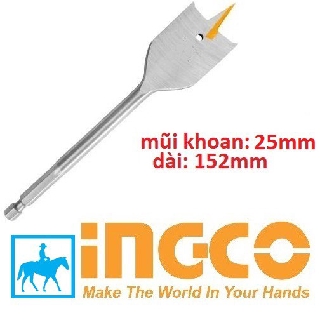 Mũi khoan gỗ đầu dẹp 25li 25mm dài 152mm ingco dbw2212501