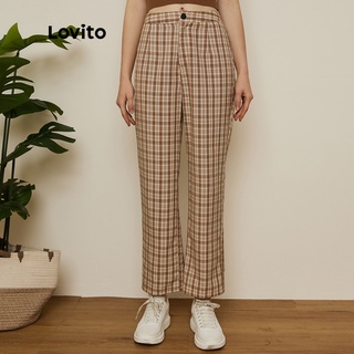 1206de-Quần Lovito có túi ống đứng kẻ sọc phong cách Preppy L19D012 (màu mơ)