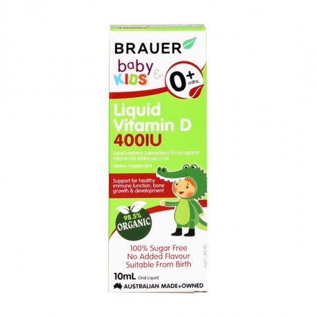 Thực phẩm bảo vệ sức khỏe bổ sung Vitamin D Brauer Liquid Vitamin D 400IU (10ml)