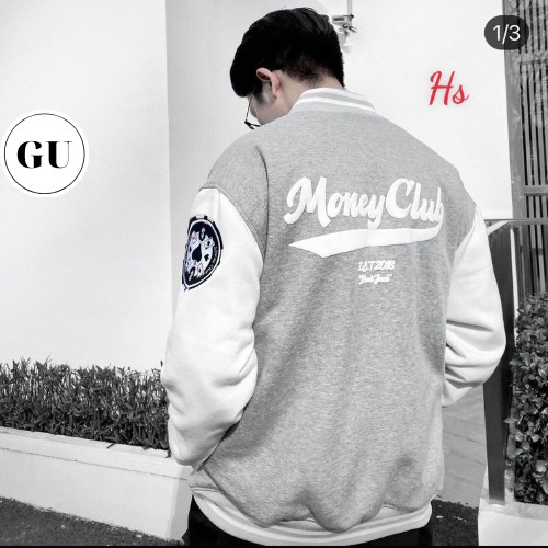 (ảnh thật)Áo Bomber phối chữ M chất liệu Nỉ ngoại Gu store
